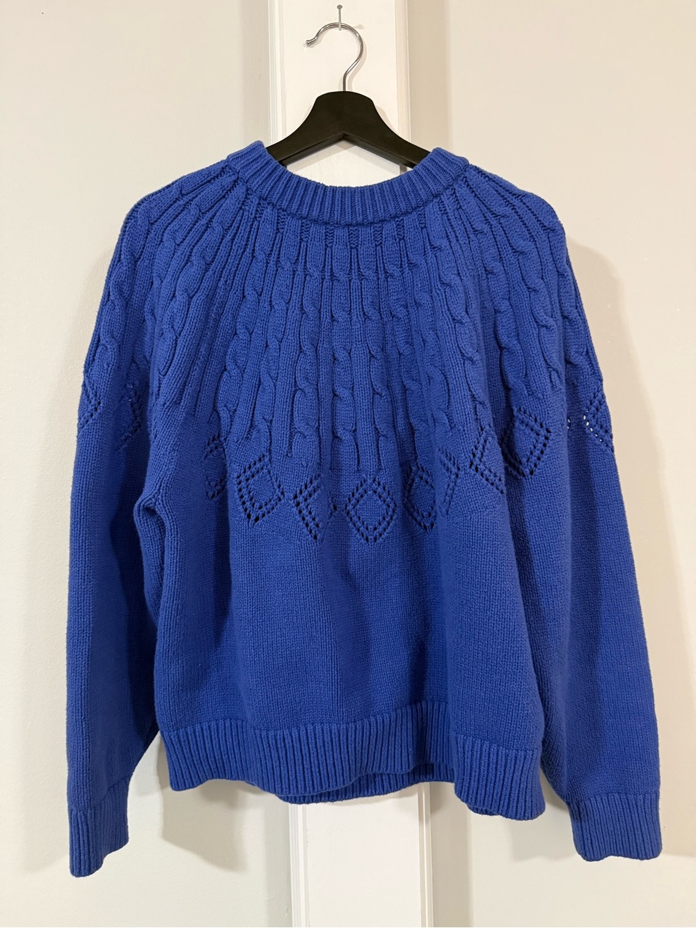 Ann Taylor Weekend Cozy Cable & Diamond Stitch Crewneck Sweater